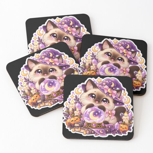 Item preview, Cute Kawaii Siamese Witch Cat Halloween Sticker designed and sold by Christiana-Art.