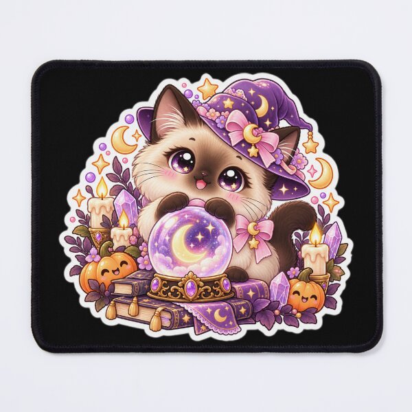 Item preview, Cute Kawaii Siamese Witch Cat Halloween Sticker designed and sold by Christiana-Art.