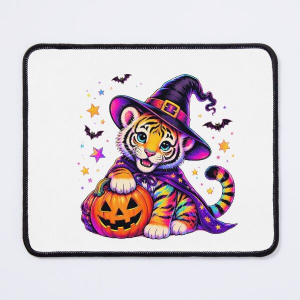 Item preview, Cute Tiger Witch Halloween Rainbow Neon Cat Pumpkin designed and sold by Aniverlia.