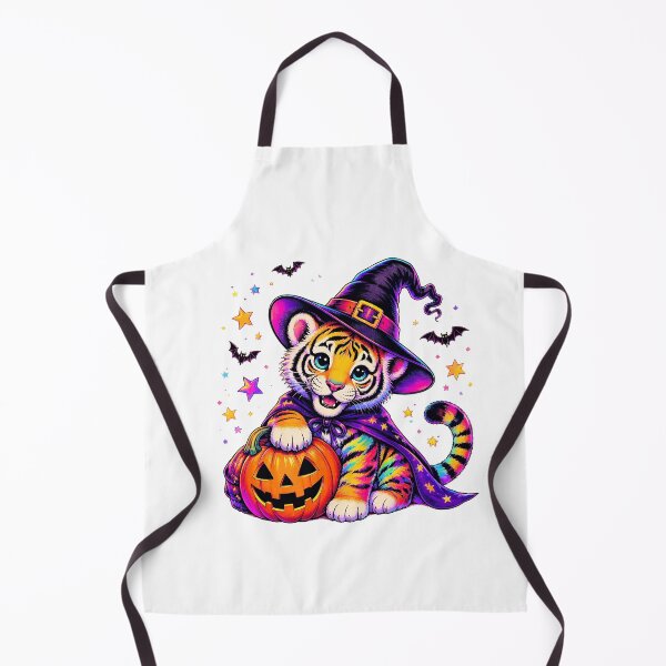 Item preview, Cute Tiger Witch Halloween Rainbow Neon Cat Pumpkin designed and sold by Aniverlia.