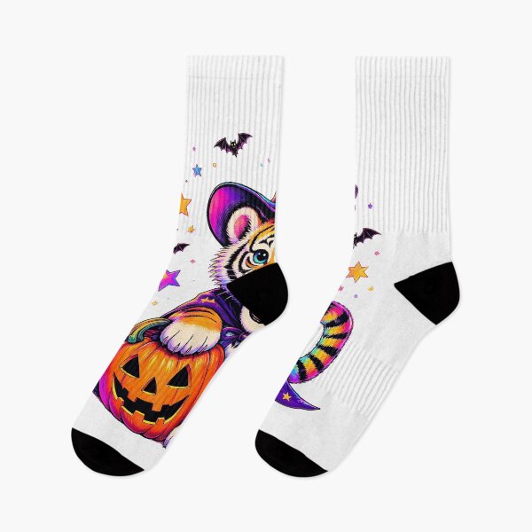 Item preview, Cute Tiger Witch Halloween Rainbow Neon Cat Pumpkin designed and sold by Aniverlia.