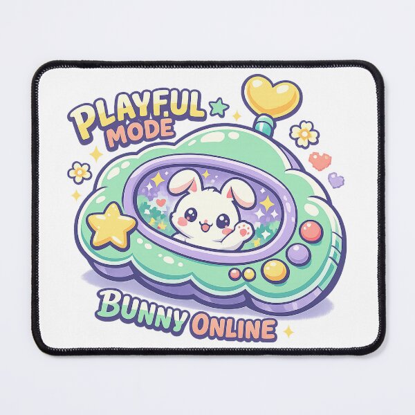 Item preview, Playful Mode Bunny Online Cute Kawaii Virtual Pet Retro Gamer Art designed and sold by inkoutninja.