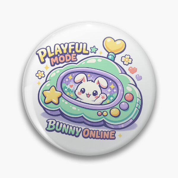 Item preview, Playful Mode Bunny Online Cute Kawaii Virtual Pet Retro Gamer Art designed and sold by inkoutninja.