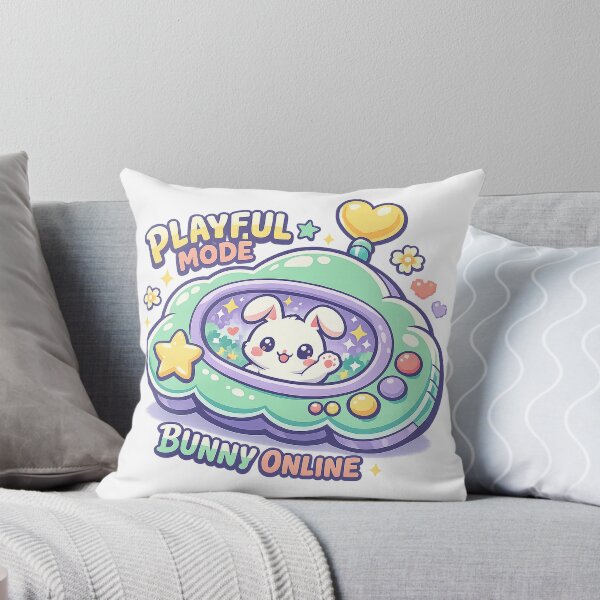 Item preview, Playful Mode Bunny Online Cute Kawaii Virtual Pet Retro Gamer Art designed and sold by inkoutninja.