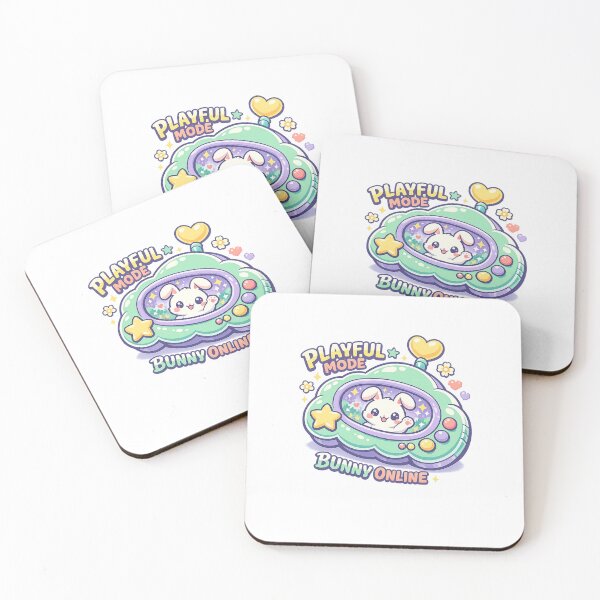 Item preview, Playful Mode Bunny Online Cute Kawaii Virtual Pet Retro Gamer Art designed and sold by inkoutninja.