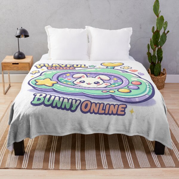 Item preview, Playful Mode Bunny Online Cute Kawaii Virtual Pet Retro Gamer Art designed and sold by inkoutninja.