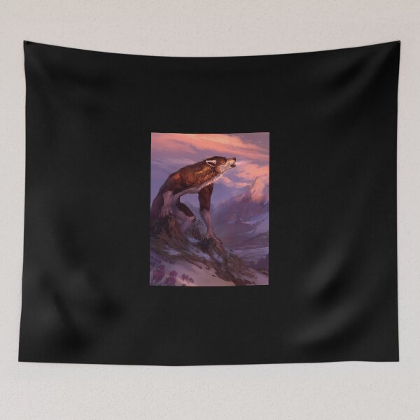 Item preview, Werewolf Howling At Sunset Mountain Landscape designed and sold by MarthaCrawfor.
