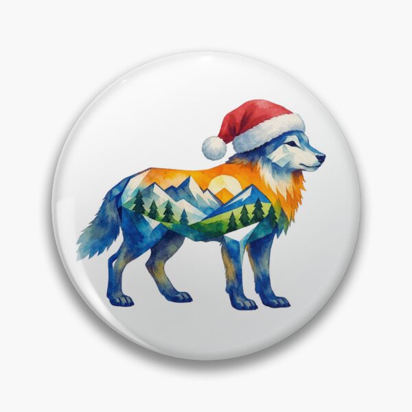 Item preview, Watercolor Geometric Wolf Peaks – Holiday Mountain Adventure designed and sold by GabeMountainArt.