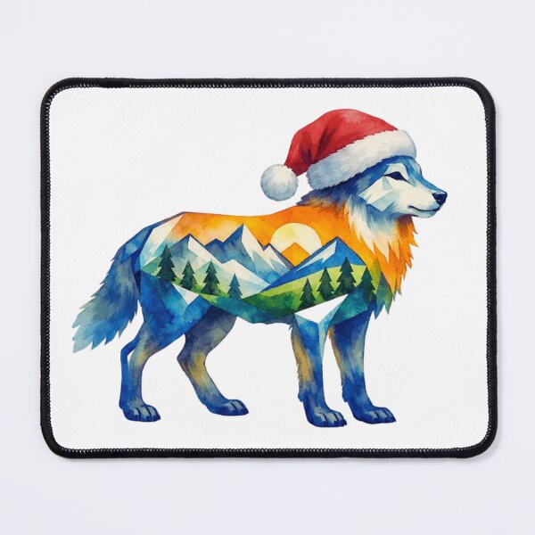 Item preview, Watercolor Geometric Wolf Peaks – Holiday Mountain Adventure designed and sold by GabeMountainArt.