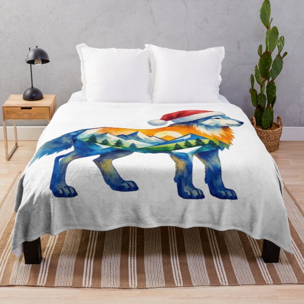 Item preview, Watercolor Geometric Wolf Peaks – Holiday Mountain Adventure designed and sold by GabeMountainArt.