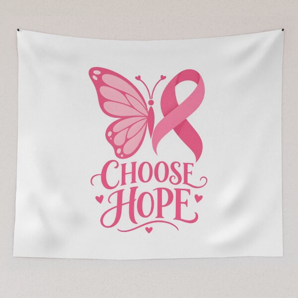 Item preview, Pink Ribbon Butterfly Choose Hope Breast Cancer designed and sold by UniversPlant | Blooming with Hope.