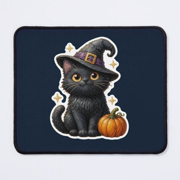 Item preview, Cute Black Cat With Witch Hat and Pumpkin designed and sold by The Digital Compass.