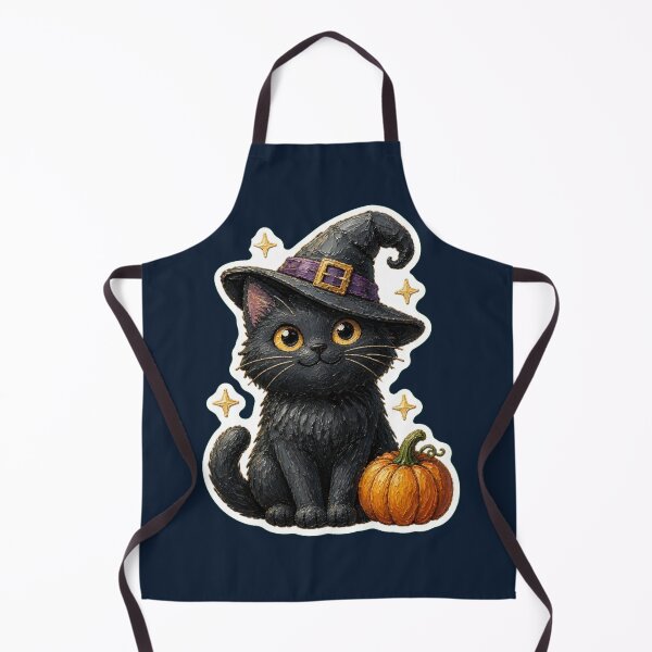Item preview, Cute Black Cat With Witch Hat and Pumpkin designed and sold by The Digital Compass.