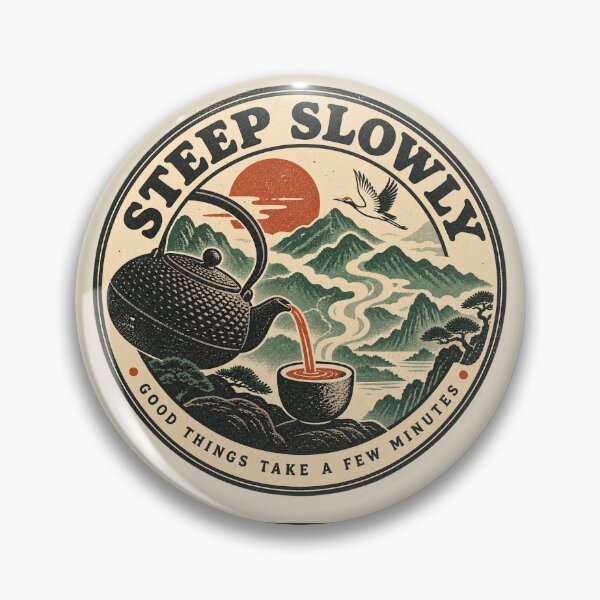 Item preview, Steep Slowly – Vintage Woodblock Tea Lover Teapot and Crane designed and sold by Fanverse Merchandise.