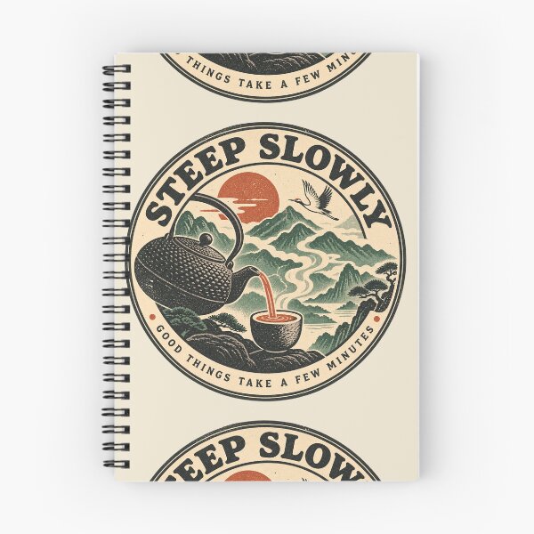 Item preview, Steep Slowly – Vintage Woodblock Tea Lover Teapot and Crane designed and sold by Fanverse Merchandise.