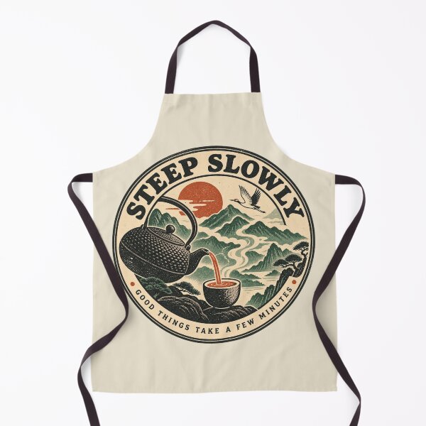 Item preview, Steep Slowly – Vintage Woodblock Tea Lover Teapot and Crane designed and sold by Fanverse Merchandise.