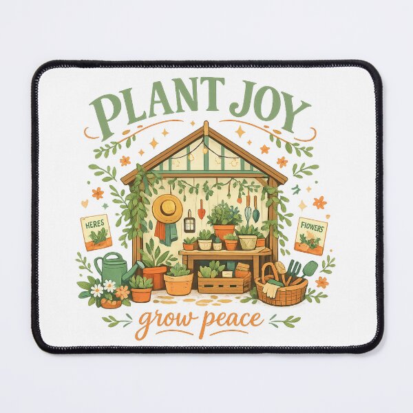 Item preview, Plant Joy Grow Peace Cozy Greenhouse Gardening Cottagecore Botanical Art designed and sold by inkoutninja.