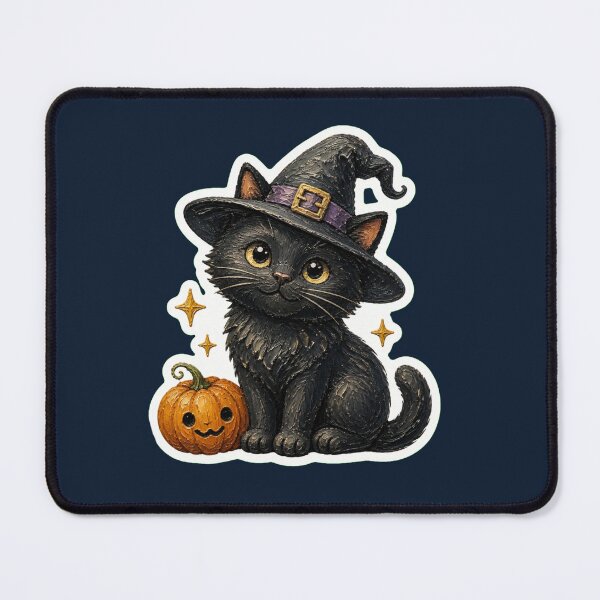 Item preview, Black Cat With Witch Hat and Pumpkin designed and sold by The Digital Compass.