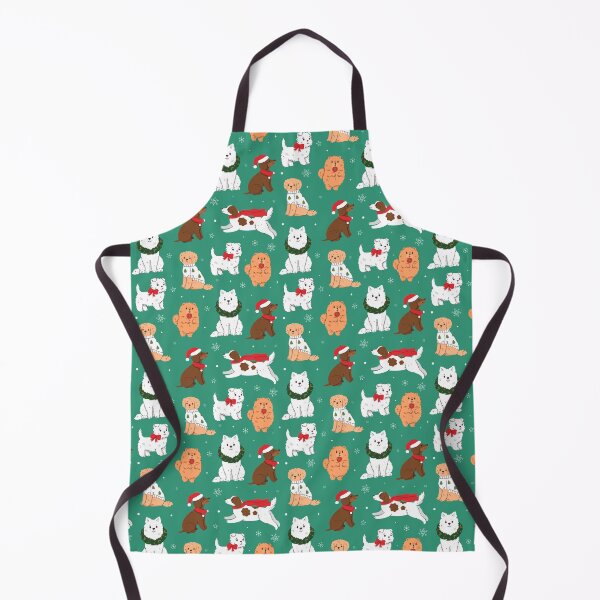 Item preview, funny puppies in winter outfits on green background designed and sold by burbura.
