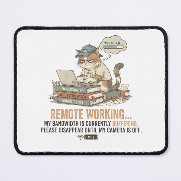 Item preview, Funny Work From Home Cat Novelty Graphic designed and sold by Vlammielou4.