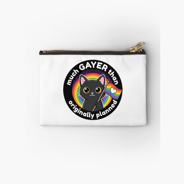 Item preview, Much Gayer Than Originally Planned Black Cat Rainbow Pride Funny LGBTQ Queer Humor Badge designed and sold by raedattia.