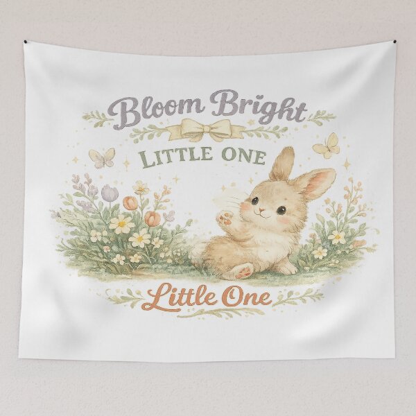 Item preview, Bloom Bright Little One Cute Bunny Floral Cottagecore Rabbit Art Design designed and sold by inkoutninja.