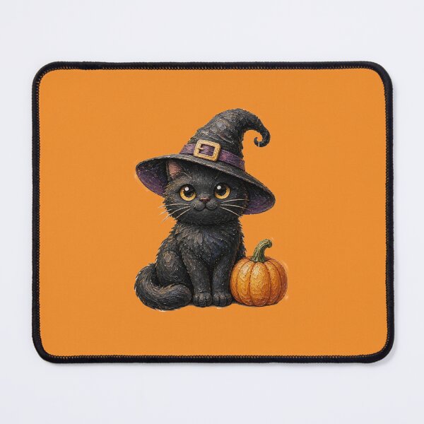Item preview, Black Cat With Witch Hat and Pumpkin designed and sold by The Digital Compass.