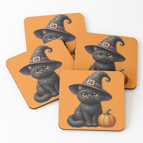 Item preview, Black Cat With Witch Hat and Pumpkin designed and sold by The Digital Compass.