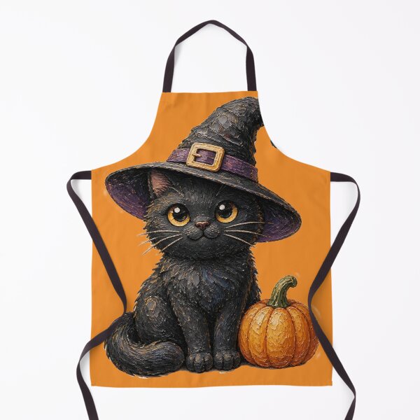 Item preview, Black Cat With Witch Hat and Pumpkin designed and sold by The Digital Compass.