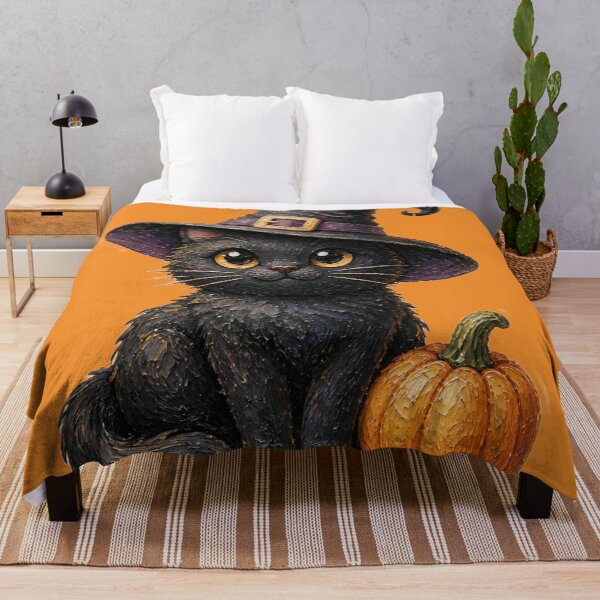 Item preview, Black Cat With Witch Hat and Pumpkin designed and sold by The Digital Compass.