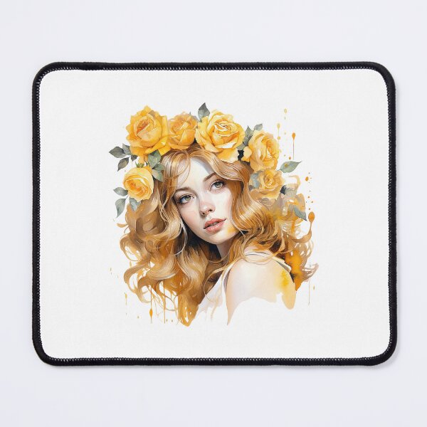 Item preview, Golden Rose Girl | Elegant Floral Aesthetic Art designed and sold by Mandayartstudio.