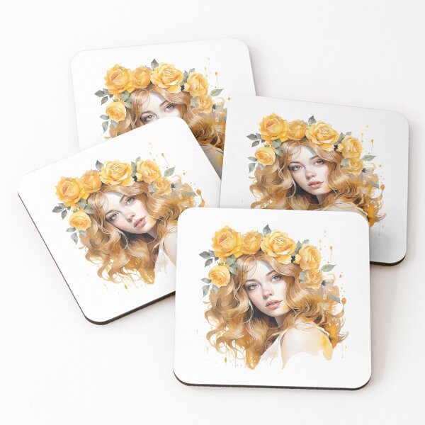Item preview, Golden Rose Girl | Elegant Floral Aesthetic Art designed and sold by Mandayartstudio.