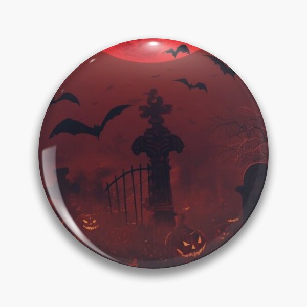 Item preview, Spooky Halloween Cemetery Blood Moon — Glowing Jack O Lanterns and Bats designed and sold by LYAN-STORE.