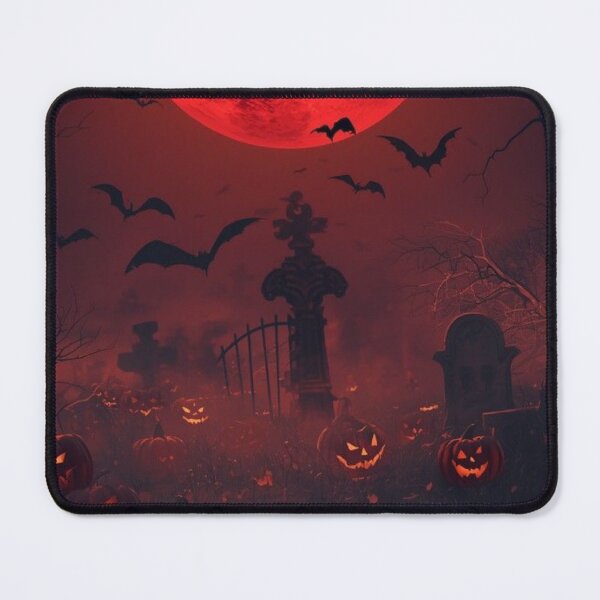 Item preview, Spooky Halloween Cemetery Blood Moon — Glowing Jack O Lanterns and Bats designed and sold by LYAN-STORE.
