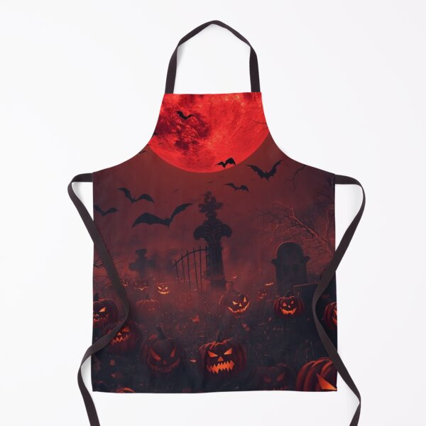 Item preview, Spooky Halloween Cemetery Blood Moon — Glowing Jack O Lanterns and Bats designed and sold by LYAN-STORE.