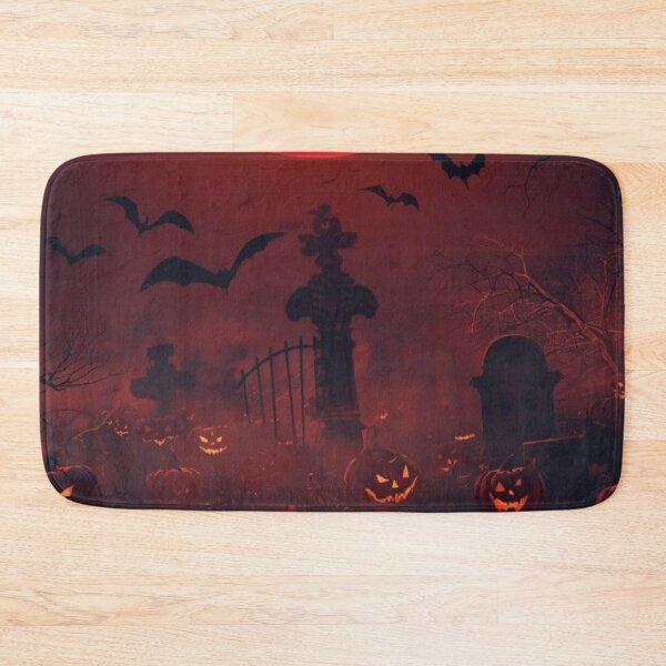Item preview, Spooky Halloween Cemetery Blood Moon — Glowing Jack O Lanterns and Bats designed and sold by LYAN-STORE.