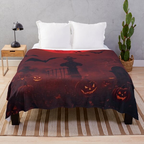 Item preview, Spooky Halloween Cemetery Blood Moon — Glowing Jack O Lanterns and Bats designed and sold by LYAN-STORE.