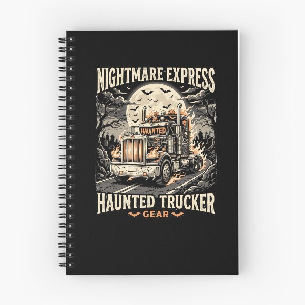 Item preview, Skeleton Driver Semi-Truck with Flames -"Nightmare Express" Halloween Spooky Road Trip - Vector Graphic T-Shirt Design designed and sold by AmeliaShirts.