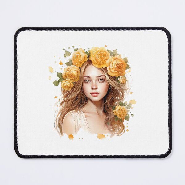 Item preview, Golden Rose Girl | Elegant Floral Aesthetic Art designed and sold by Mandayartstudio.