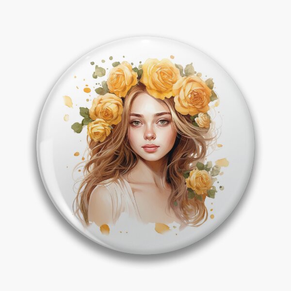 Item preview, Golden Rose Girl | Elegant Floral Aesthetic Art designed and sold by Mandayartstudio.