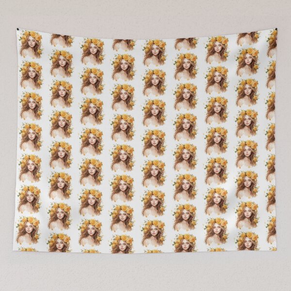 Item preview, Golden Rose Girl | Elegant Floral Aesthetic Art designed and sold by Mandayartstudio.