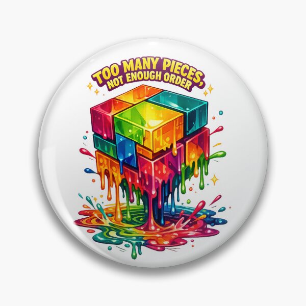 Item preview, Too Many Pieces Not Enough Order Colorful Puzzle Cube Chaos Humor Art designed and sold by inkoutninja.
