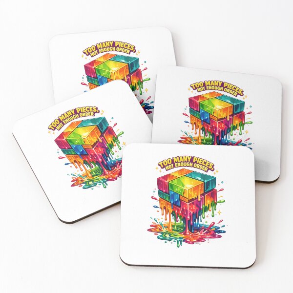 Item preview, Too Many Pieces Not Enough Order Colorful Puzzle Cube Chaos Humor Art designed and sold by inkoutninja.