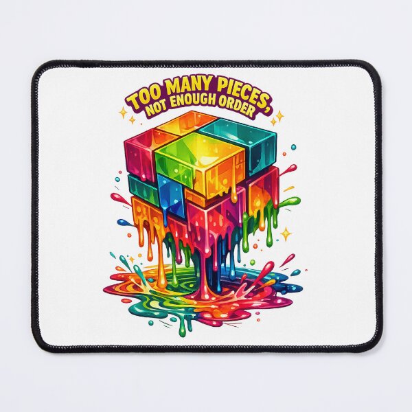 Item preview, Too Many Pieces Not Enough Order Colorful Puzzle Cube Chaos Humor Art designed and sold by inkoutninja.