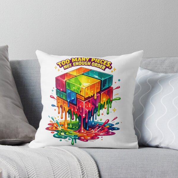 Item preview, Too Many Pieces Not Enough Order Colorful Puzzle Cube Chaos Humor Art designed and sold by inkoutninja.