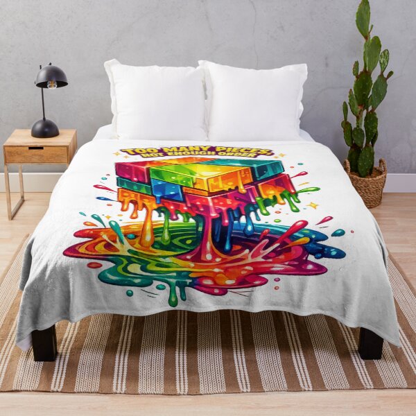Item preview, Too Many Pieces Not Enough Order Colorful Puzzle Cube Chaos Humor Art designed and sold by inkoutninja.