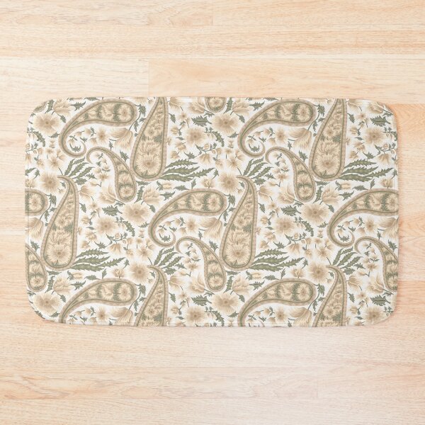 Item preview, Vintage White Floral Paisley Pattern Neutral Boho Botanical Fabric Large designed and sold by DropRomance.