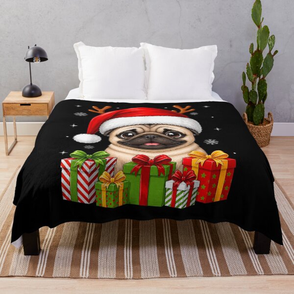 Item preview, Pug-Puppy-Xmas-Decor-Cute-Festive-Santa-Hat-Pug-Christmas designed and sold by HuserPiri.