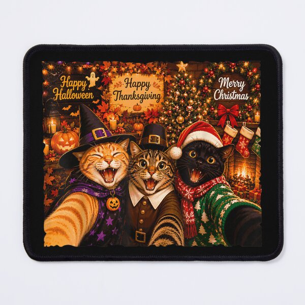 Item preview, Hallothanksmas Cat Selfie Halloween Thanksgiving Christmas designed and sold by HuserPiri.