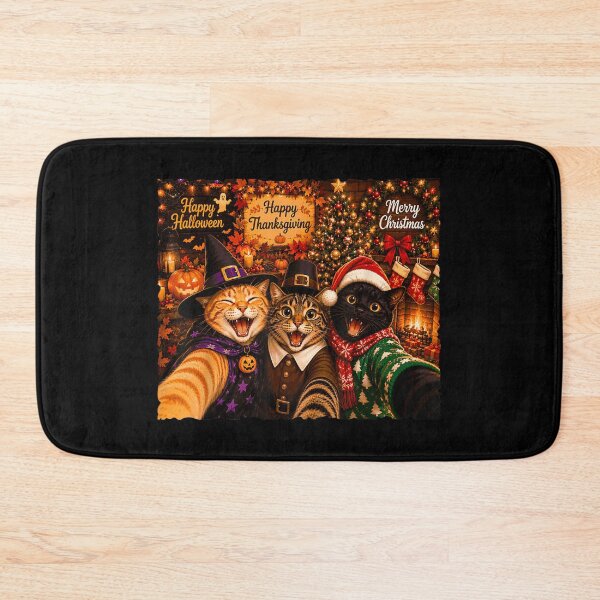 Item preview, Hallothanksmas Cat Selfie Halloween Thanksgiving Christmas designed and sold by HuserPiri.